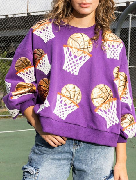 Women's Sweatshirt Basketball Sequin Embroidery