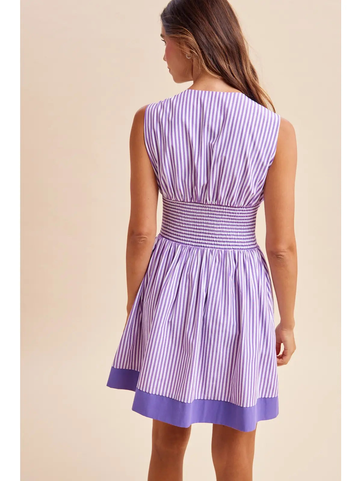 Women's Dress Mini Gameday Stripe Smocked Waist