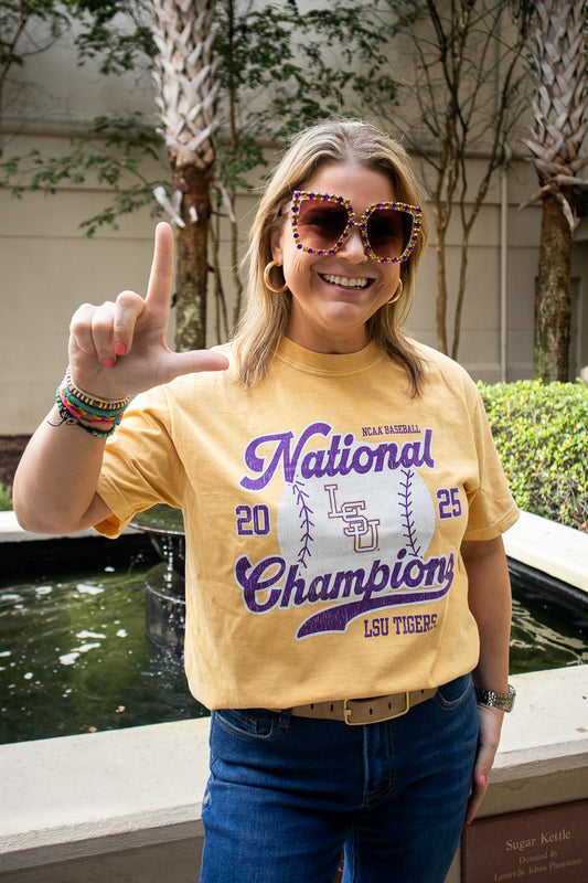 LSU Tigers 2025 College World Series Champions Script T-Shirt Comfort Colors