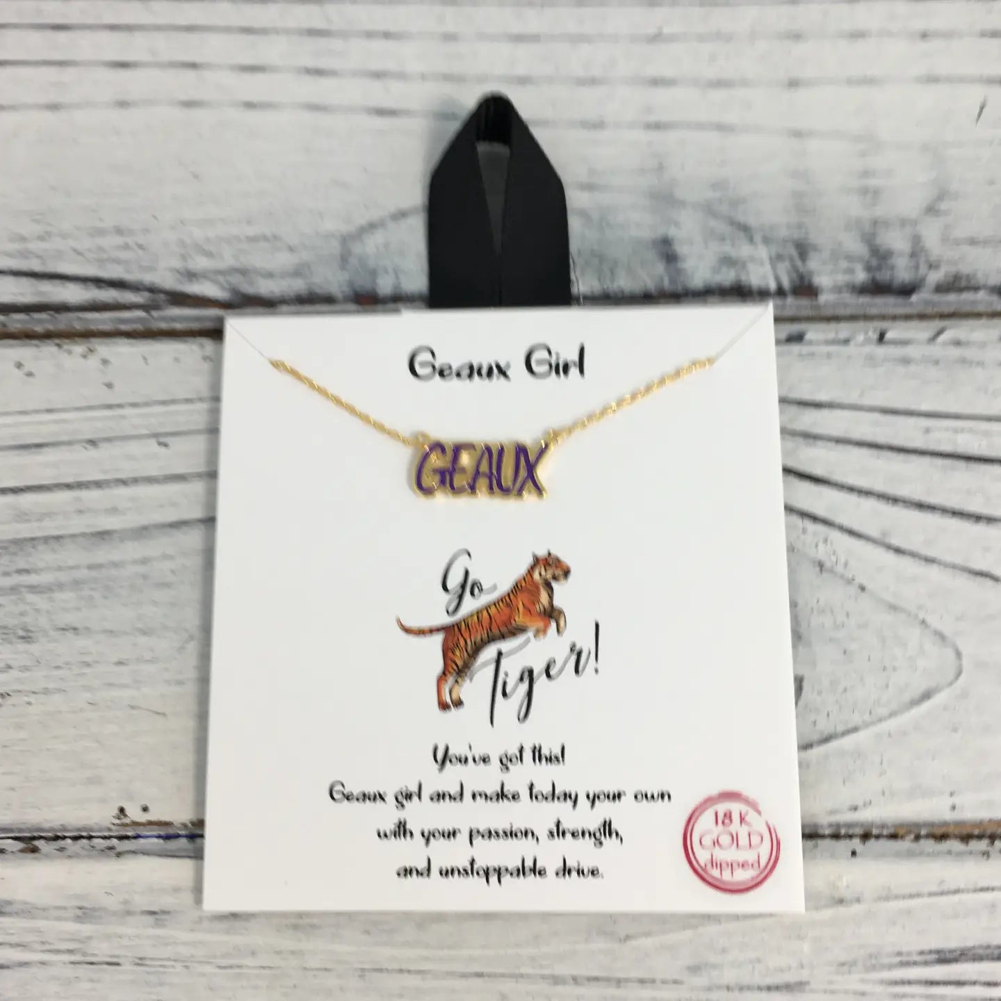 LSU Tigers Dainty Gold Neklace Geaux