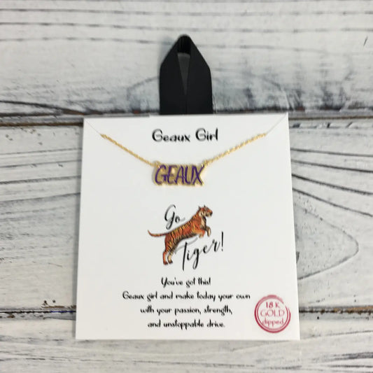 LSU Tigers Dainty Gold Neklace Geaux