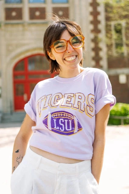 LSU Tigers Wonka Football Orchid Cropped Tee