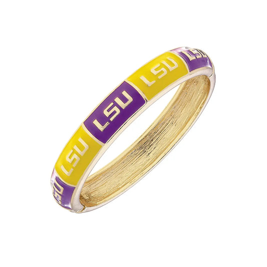 LSU Tigers Bracelet Hinge Enamel Checkered Bangle