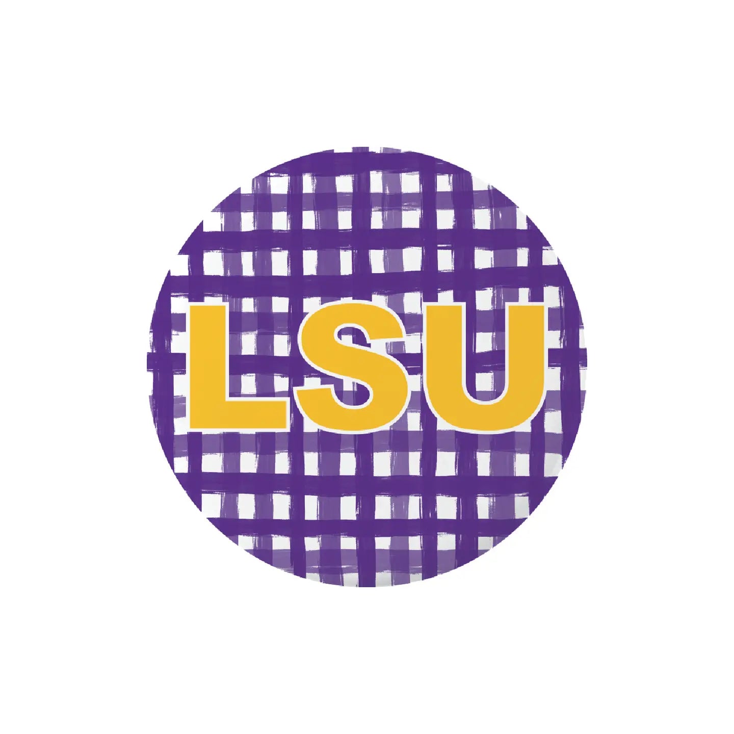 LSU Tigers Button LSU with Purple Pattern