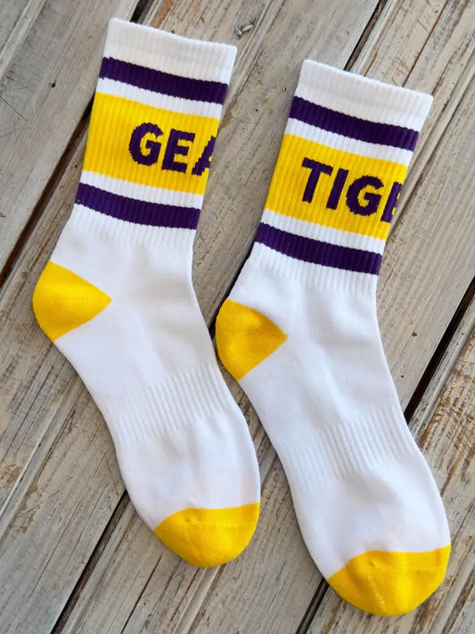 LSU Tigers Socks Crew White