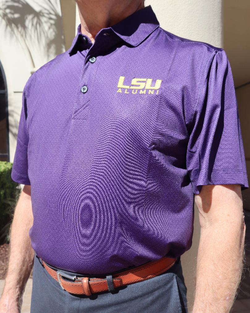 LSU Tigers Men's Polo Purple Alumni Pike Eco Tonal Print