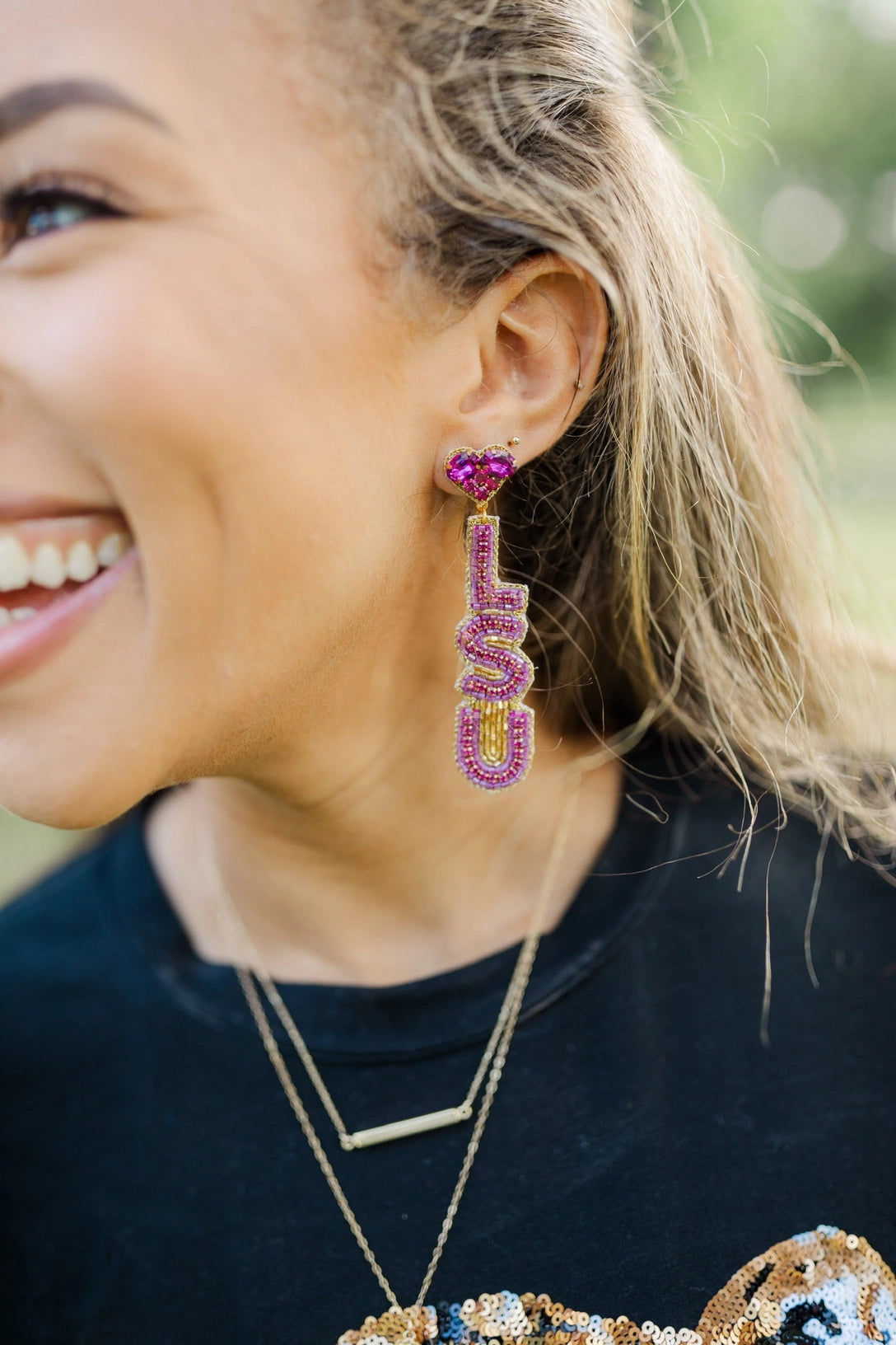 LSU Tigers Earrings Love Drops