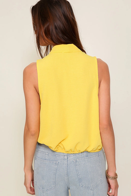 Women's Sleeveless Top Pleated Detail Surplice Brooklyn