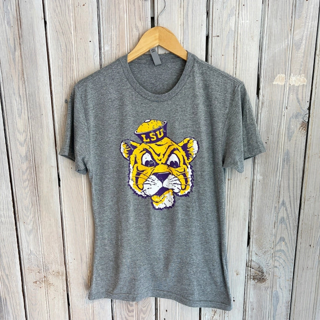 LSU Tigers T-Shirt Crew Neck Cartoon Tiger