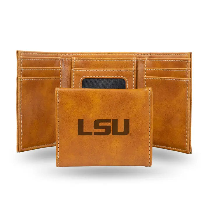 LSU Tigers Wallet Laser Engraved  Brown