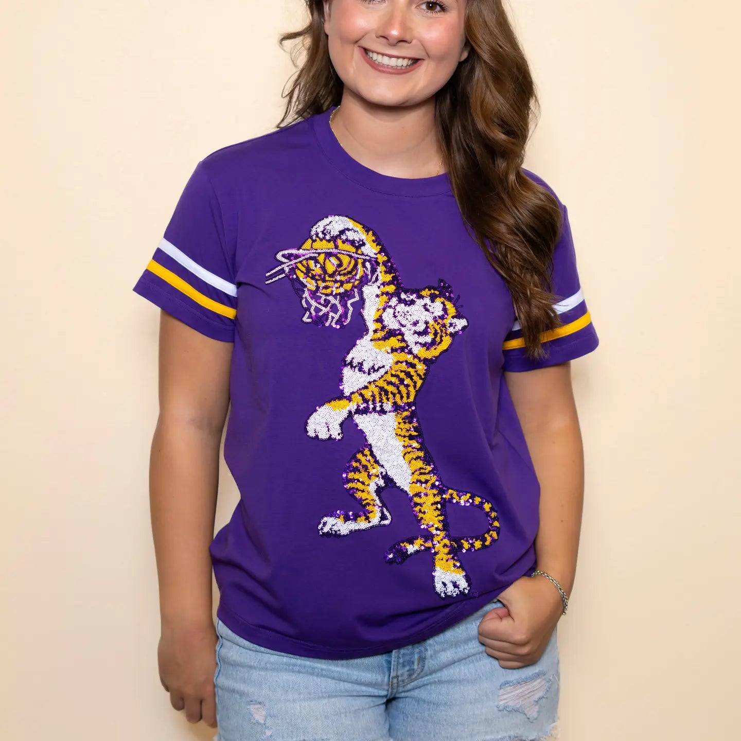 LSU Tigers Women's Basketball Sequin Design Tee