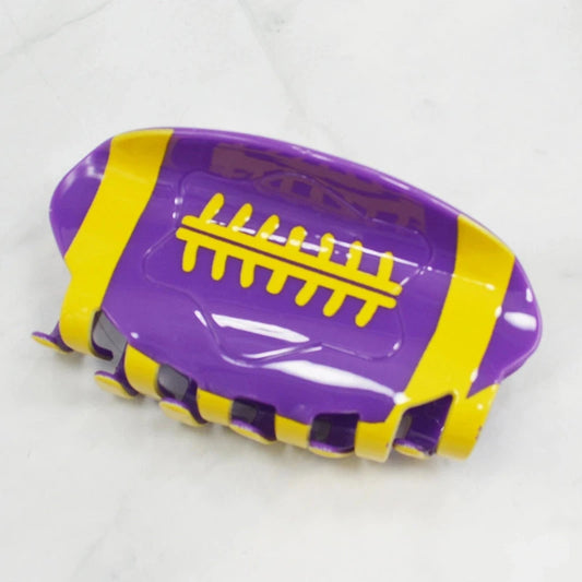 Hairclips Gameday Football Purple & Yellow