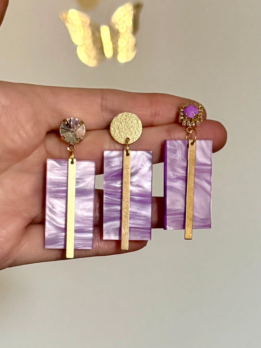 LSU Tigers Earrings Purple and Gold Hazel Textured Gold