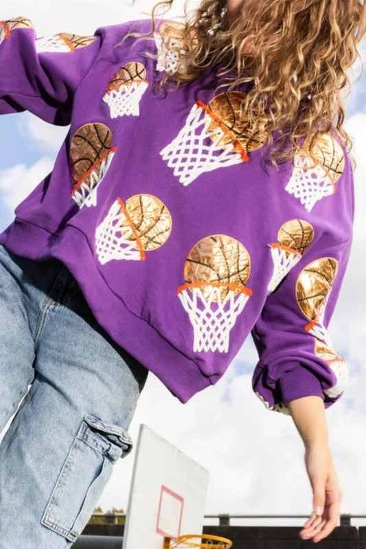 Women's Sweatshirt Basketball Sequin Embroidery