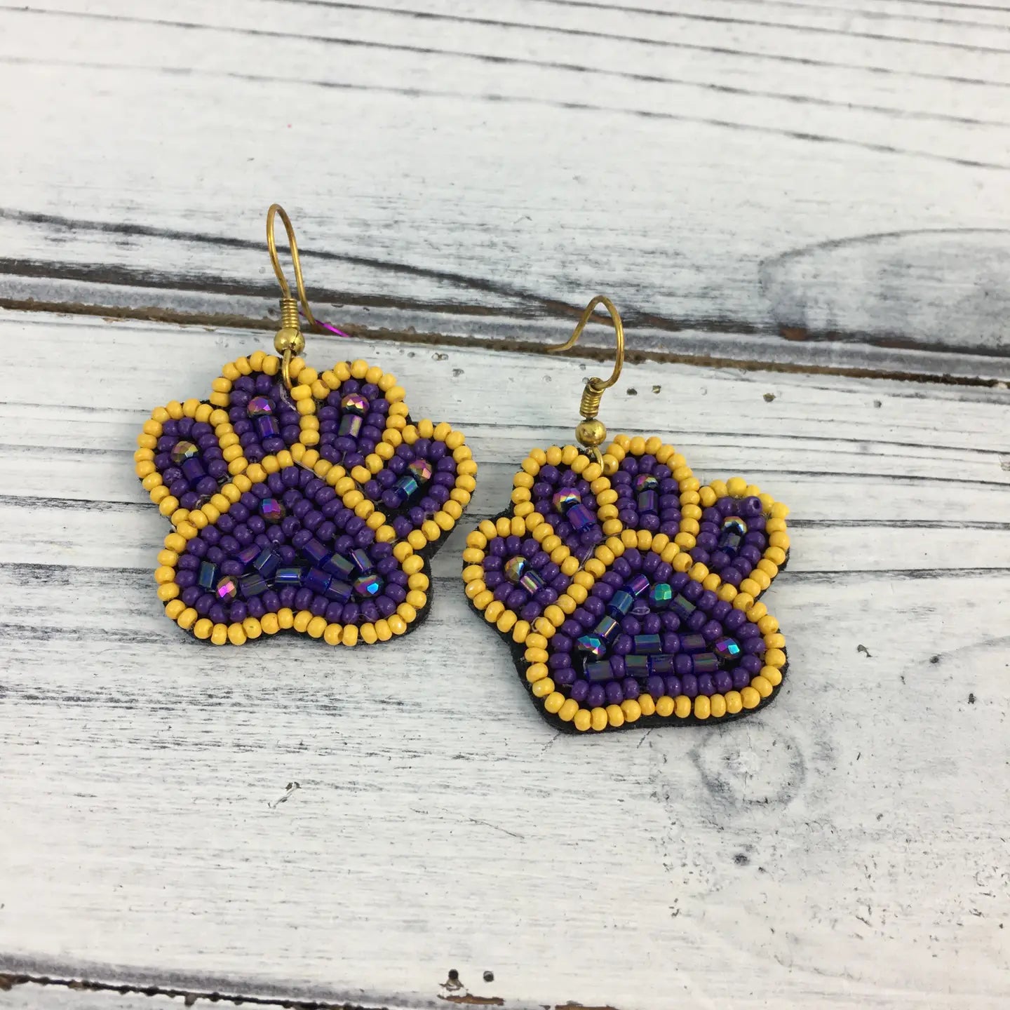 Earrings Purple and Gold Paw Earrings Songlily