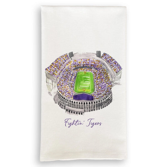 LSU Tigers Dish Towels Stadium with Quote