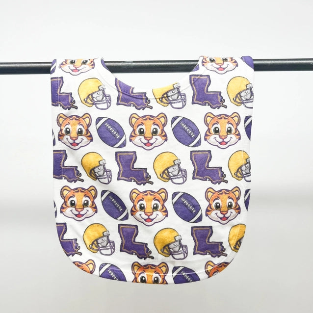 Baby Bib Football Purple & Gold