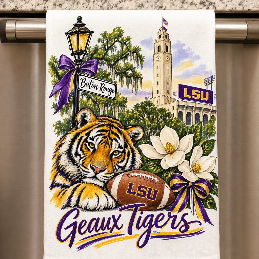 LSU Tigers Kitchen Tea Towels Geaux