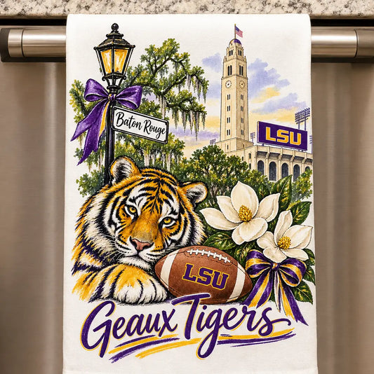LSU Tigers Kitchen Tea Towels Geaux