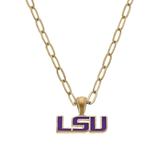 LSU Tigers Necklace Pendant Enamel in Purple
