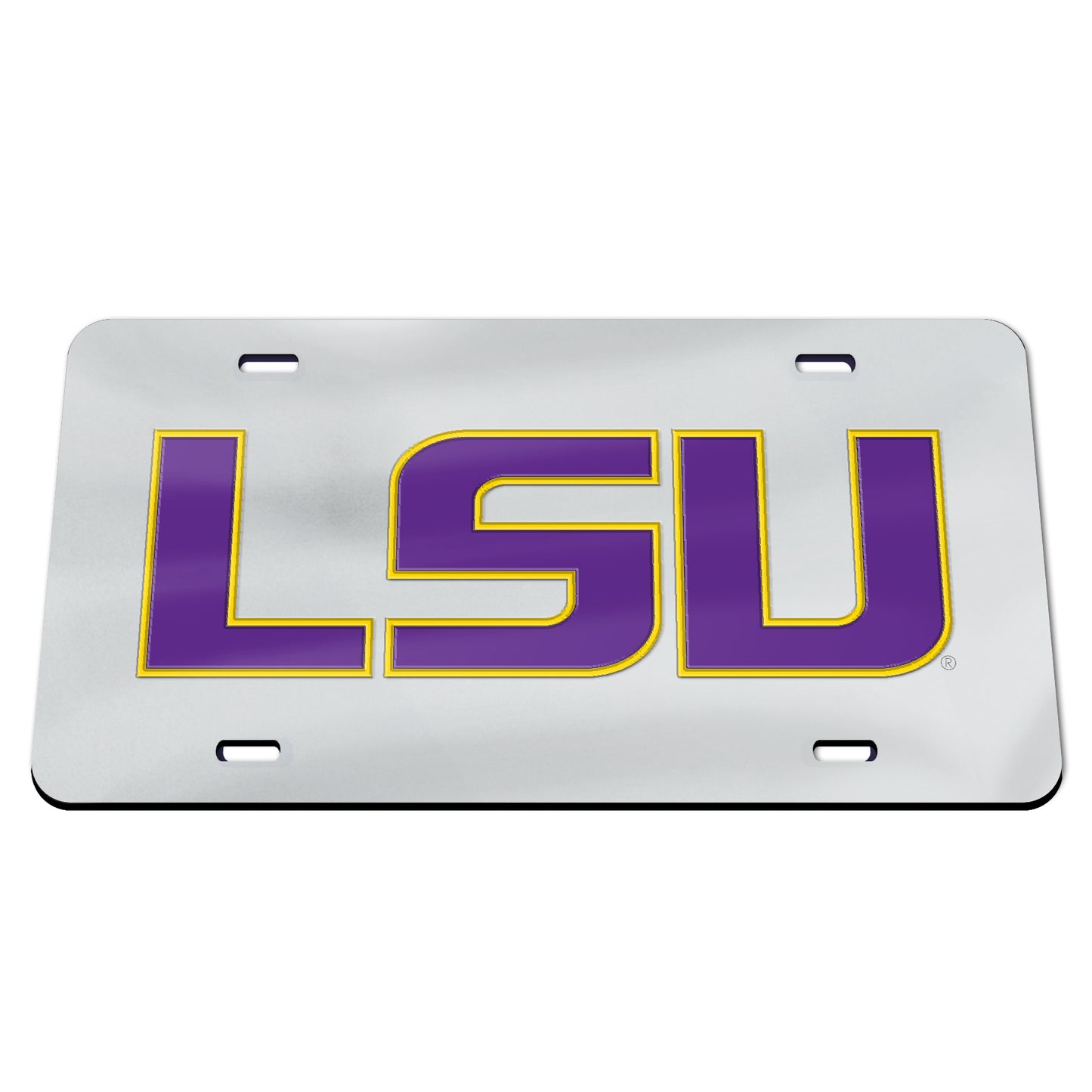 LSU Tigers License Plate Reflective Silver with Purple LSU