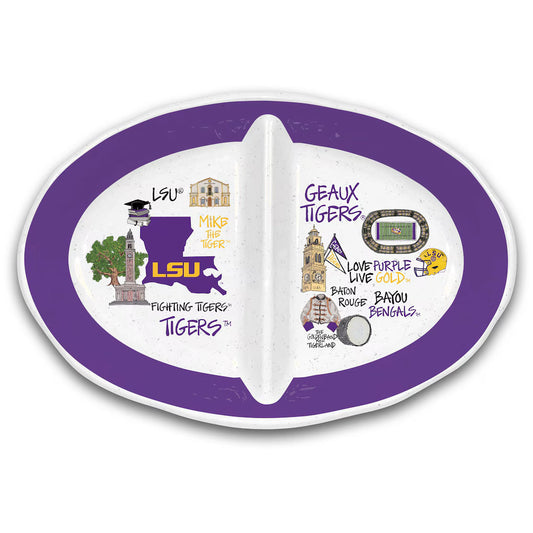 LSU Tigers Platter 2-Section State and Campus Stadium Melamine