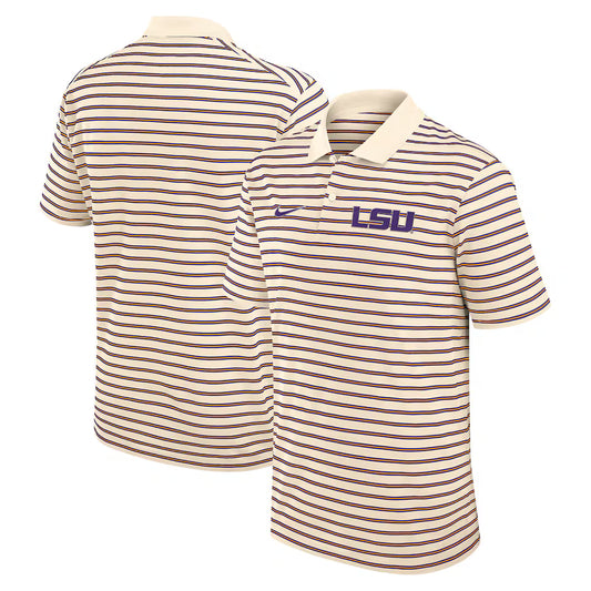 LSU Tigers Men's Nike Performance Polo Cream Stripe  Fall 25