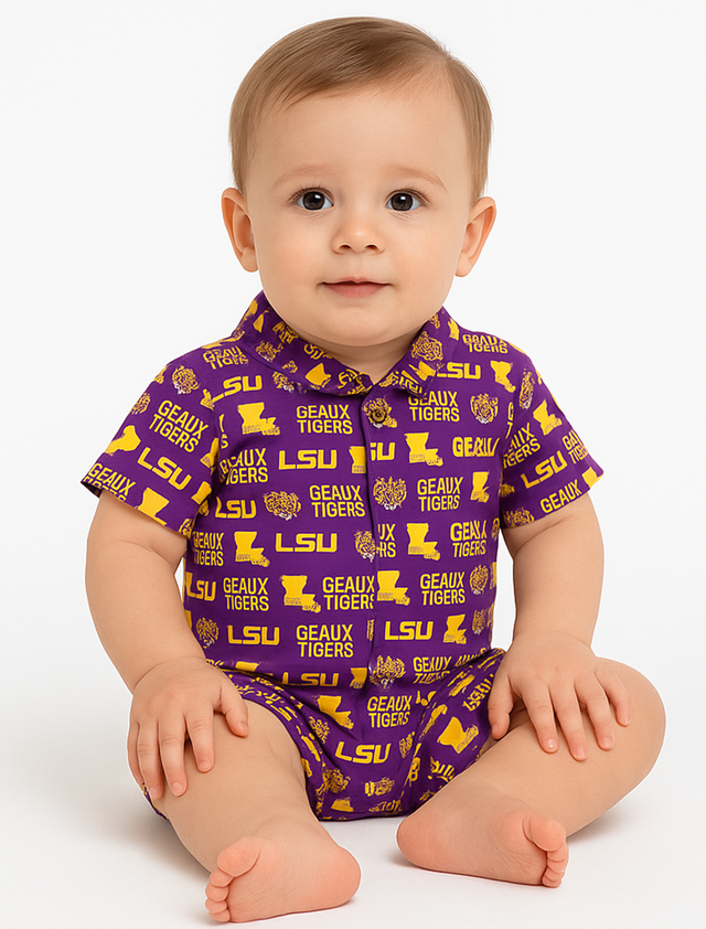LSU  Tigers Unisex Button Up Onesie Stewart Simmons