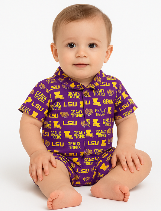 LSU  Tigers Unisex Button Up Onesie Stewart Simmons