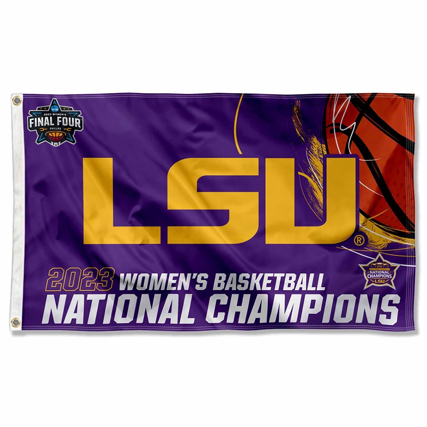 LSU Tigers 2023 Women's Basketball National Champions Flag 3x5