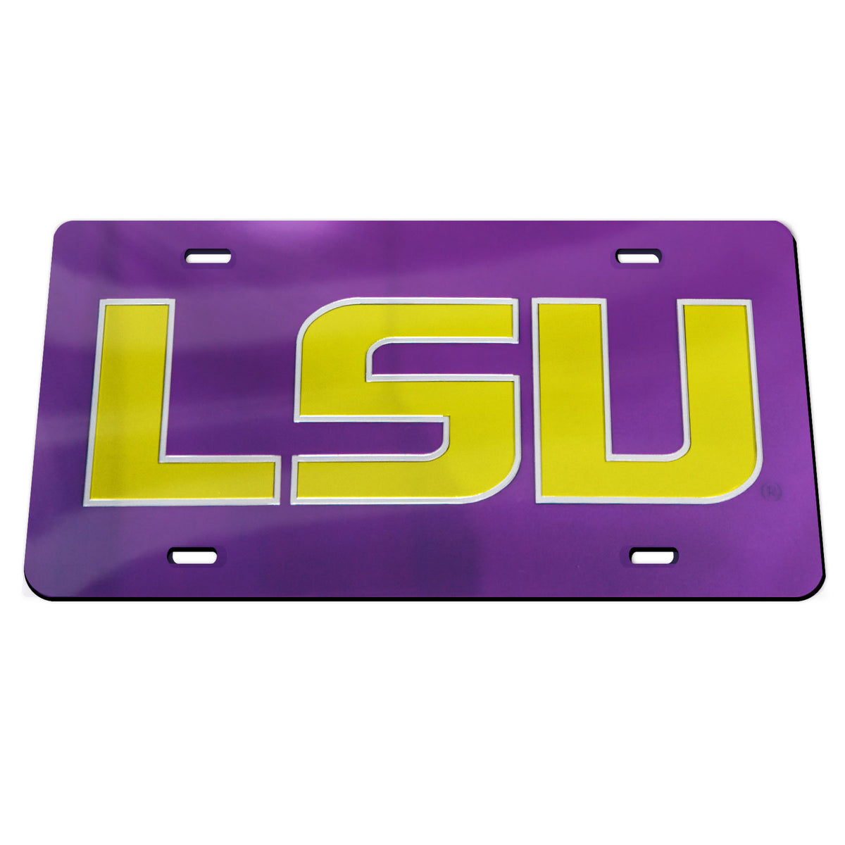 LSU Tigers License Plate Acrylic Gold LSU on Purple