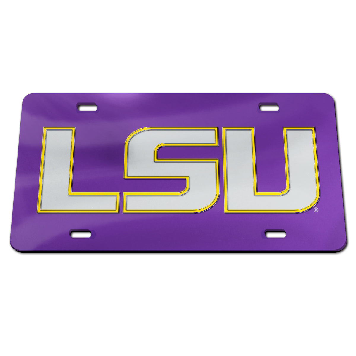 LSU Tigers License Plate Purple with Silver LSU with Gold Trim