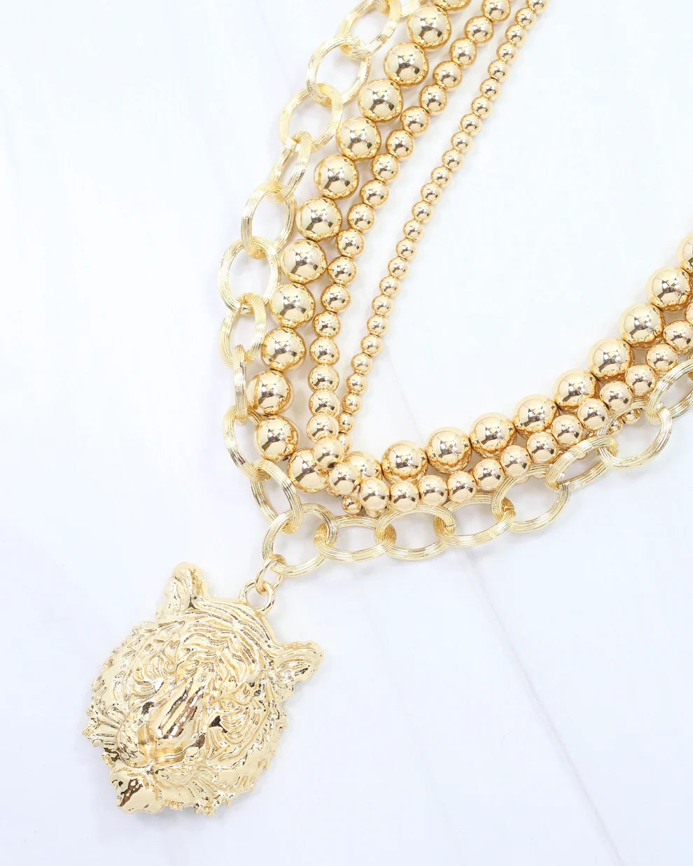 Necklace Breaded Layered Tiger Gold