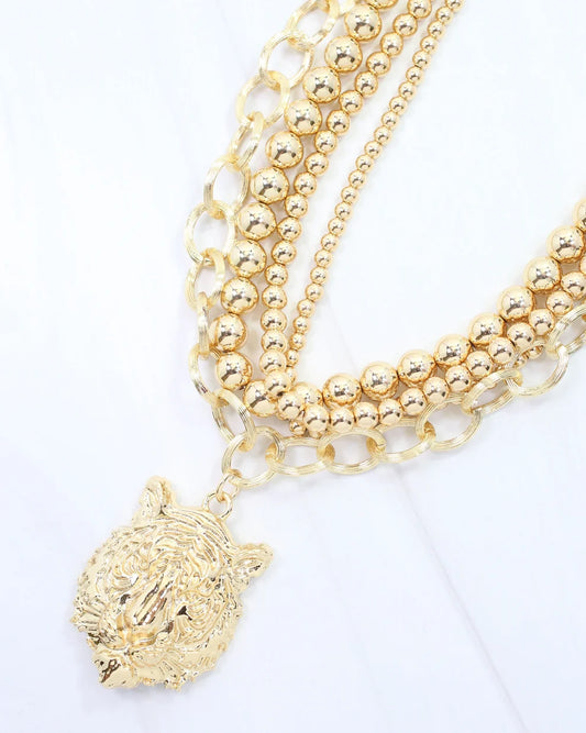 Necklace Breaded Layered Tiger Gold