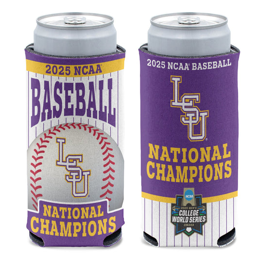 LSU Tigers 2025 CWS Baseball National Champions Slim Can Cooler