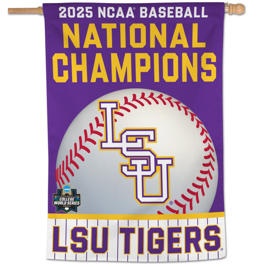 LSU Tigers 2025 CWS Baseball National Champions Banner 28" x 40"