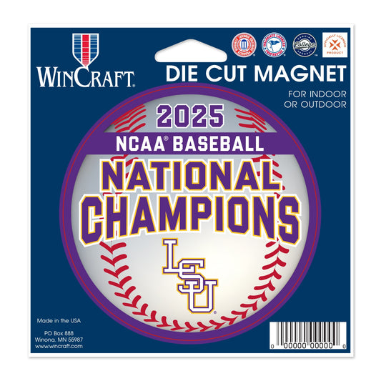 LSU Tigers 2025 CWS Baseball National Champions Magnet Die-Cut 4.5 x 6