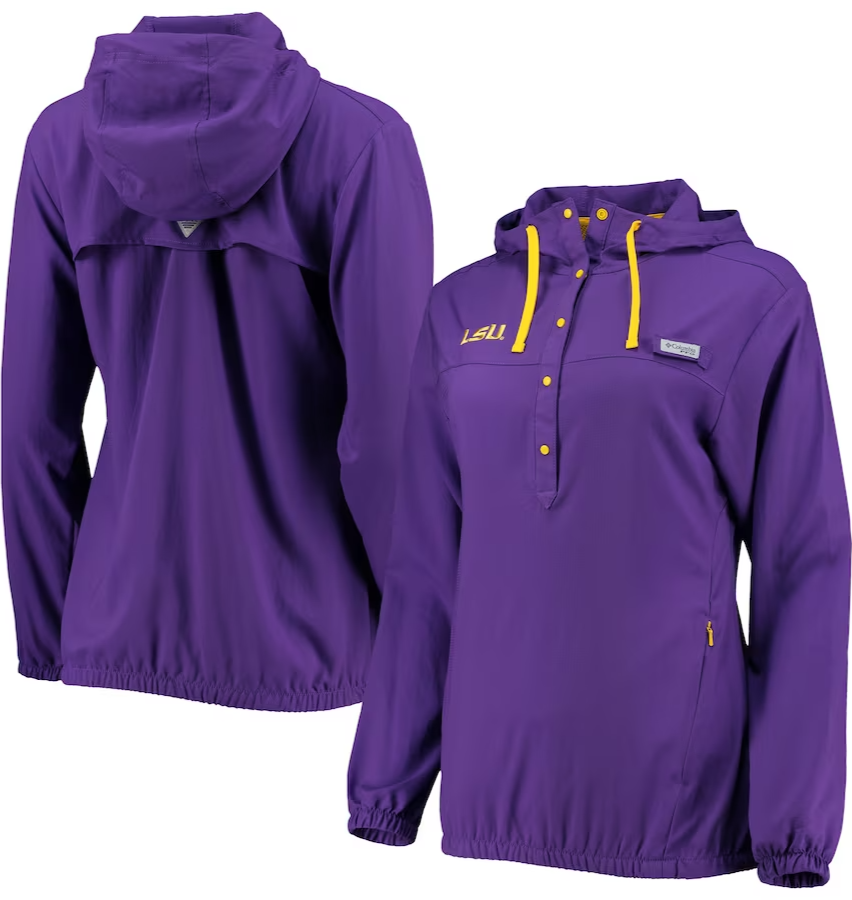 Columbia LSU Tigers Women's Purple Tamiami Sun-Protection Omni-Wick Pullover Hoodie