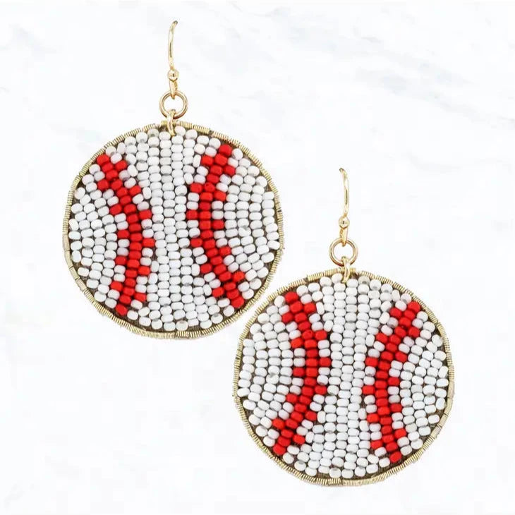 Earrings Seed Bead Baseball