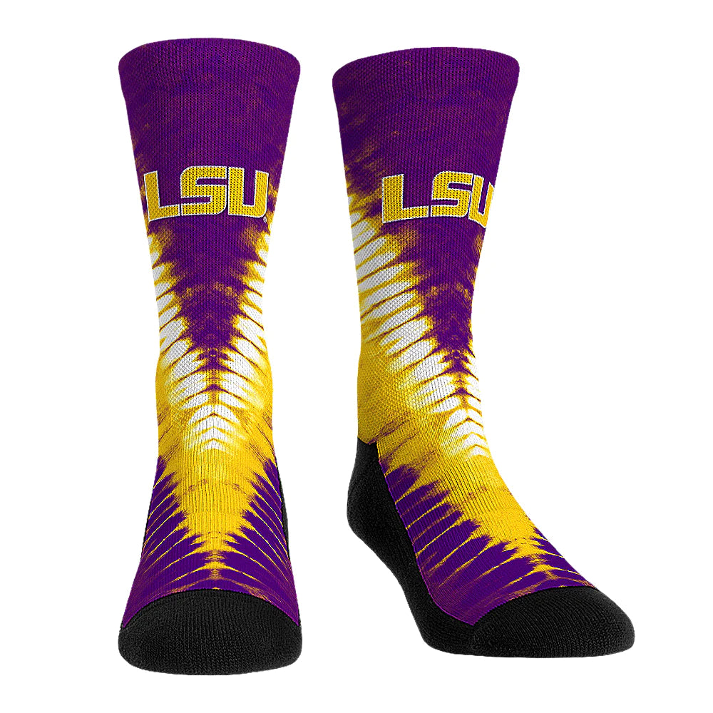 LSU Tigers V Stripe Tie Dye Socks