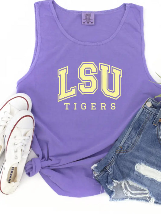 LSU Tigers Comfort Colors Violet Top