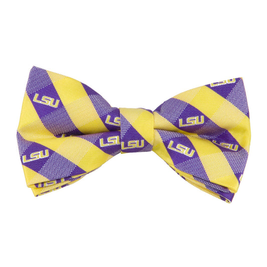 LSU Tigers Bowtie Pre-Tie Purple & Gold Check
