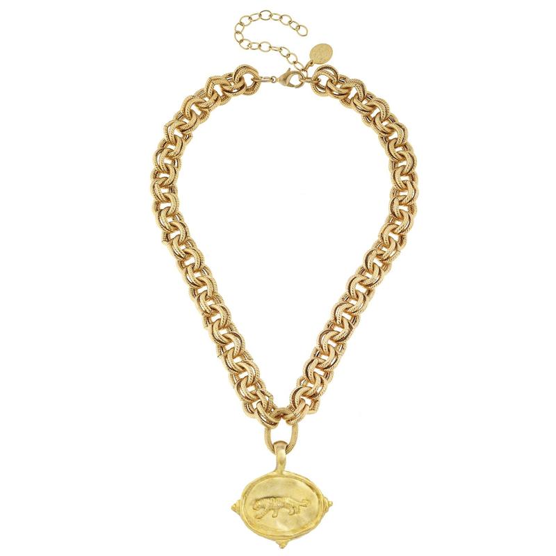 Susan Shaw Tiger Intaglio Tiger Gold Necklace
