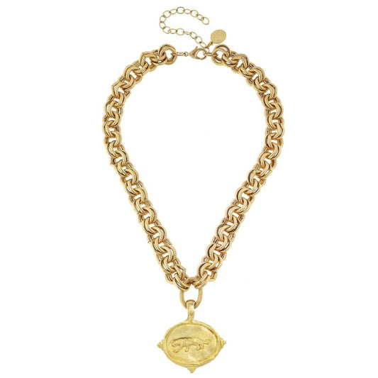 Susan Shaw Tiger Intaglio Tiger Gold Necklace