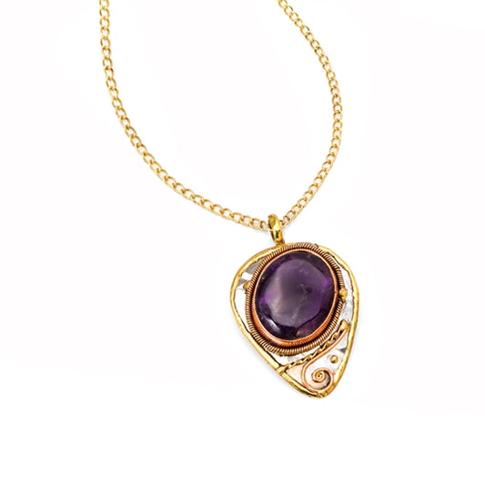 Pendant Amethyst Stone Mixed Metals