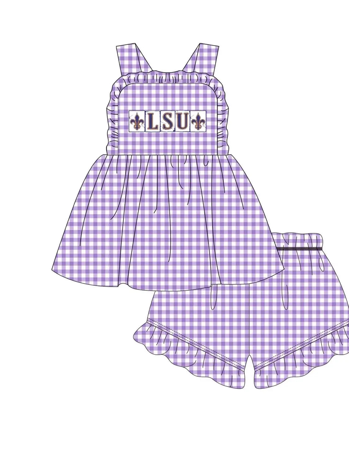 LSU Tigers Girls Gingham Set Joey