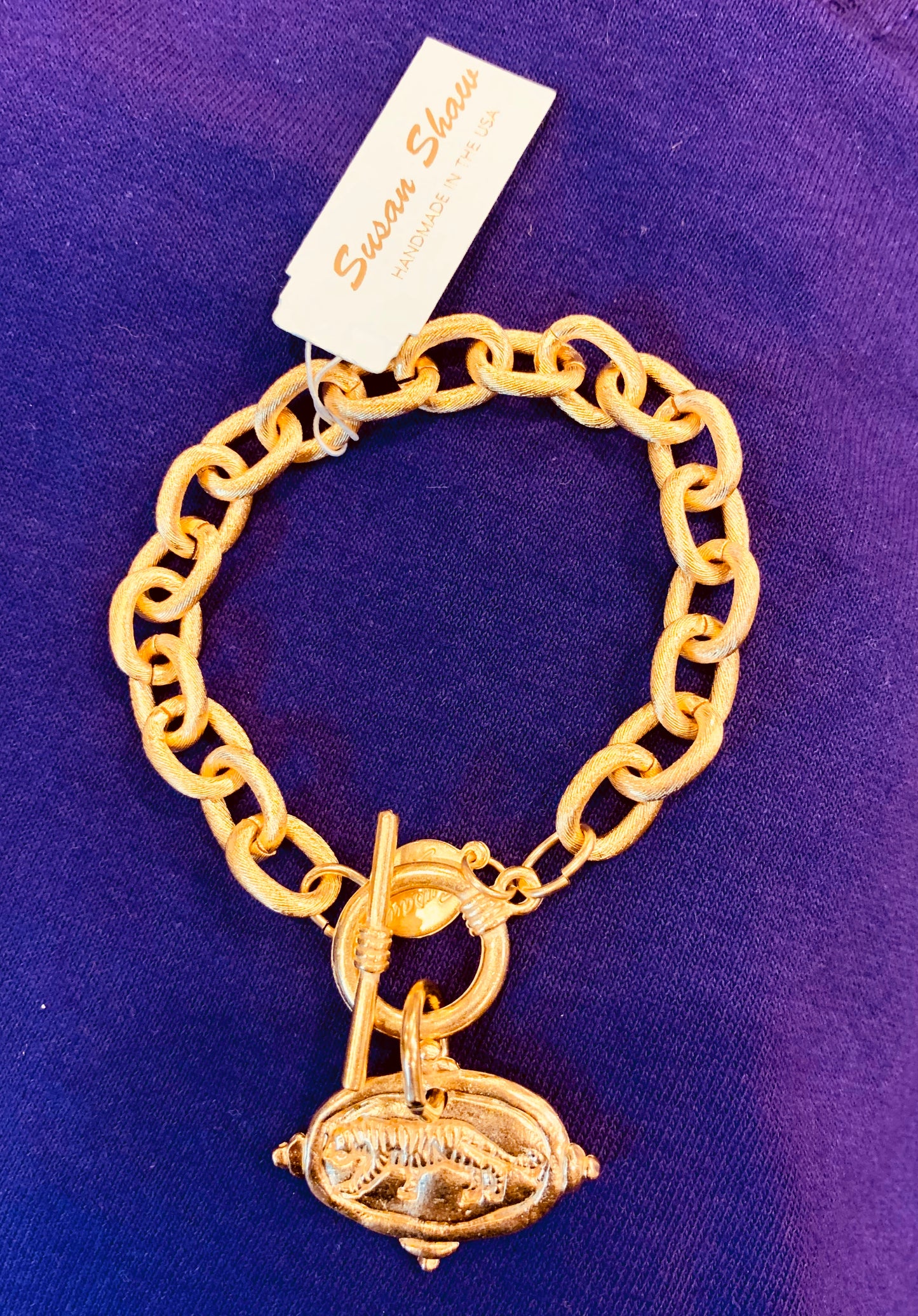 Susan Shaw Gold Tiger Pendant Bracelet