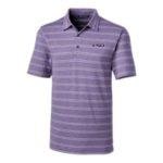 LSU Tigers Men's Forge Heather Stripe Stretch Purple Polo