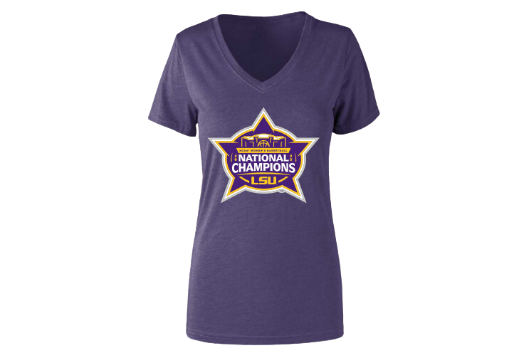 LSU Tigers 2023 Women's Basketball National Champions T-Shirt Ladies V-Neck BA