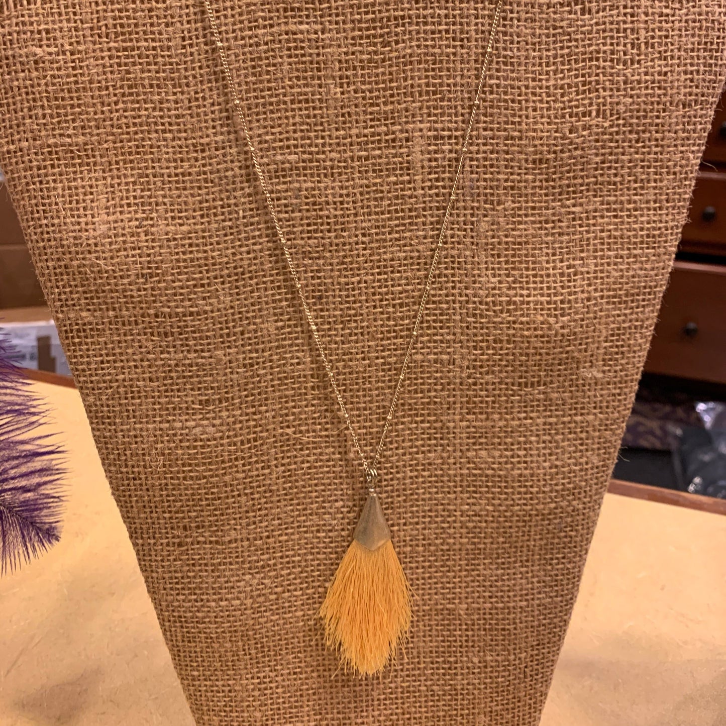 Necklace-Gold with Gold feather